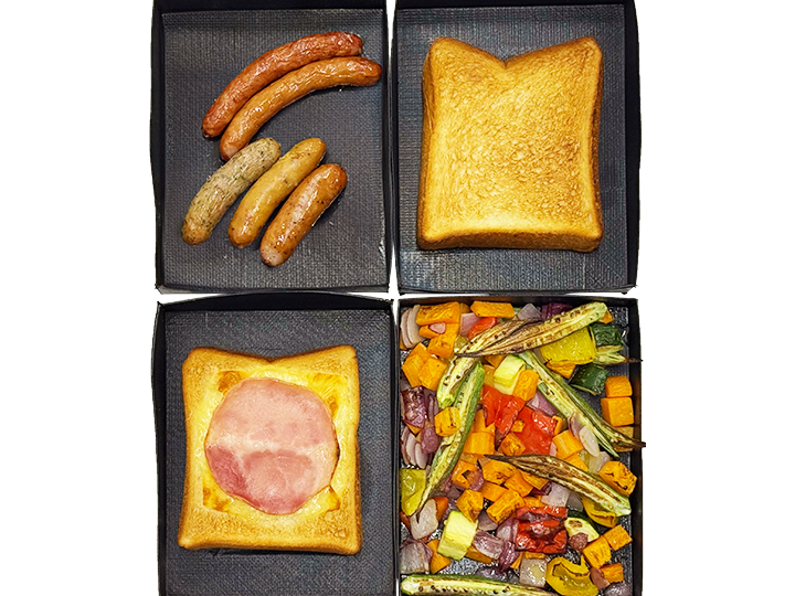 レシピ画像:〈ウノックス〉野菜のロースト・ソーセージ・トースト・ハムチーズトースト［SPEED-X］